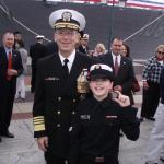 U.S. Navy Admiral Mike Mullen presenting challenge coin to Cadet